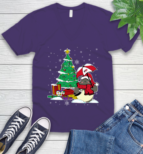 Carolina Hurricanes NHL Hockey Cute Tonari No Totoro Christmas Sports V-Neck T-Shirt 9