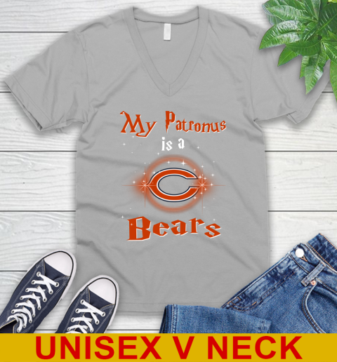 NFL Football Harry Potter My Patronus Is A Chicago Bears V-Neck T-Shirt 3