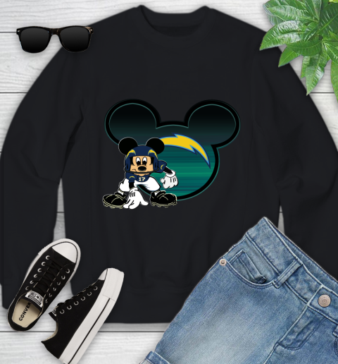 NFL Los Angeles Chargers Mickey Mouse Disney Football T Shirt Youth Sweatshirt 2