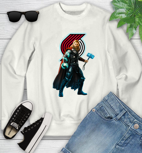 NBA Thor Avengers Endgame Basketball Portland Trail Blazers Youth Sweatshirt