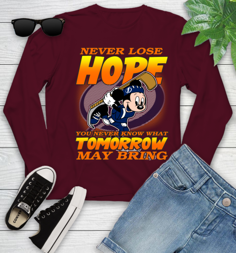 Tampa Bay Lightning NHL Hockey ootball Mickey Disney Never Lose Hope Youth Long Sleeve 6