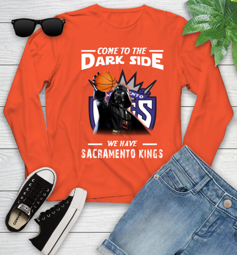 NBA Come To The Dark Side We Have Sacramento Kings Star Wars Darth Vader Basketball Youth Long Sleeve 3