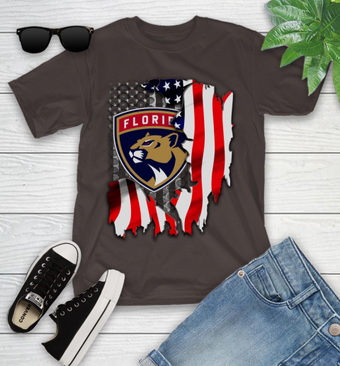 Florida Panthers NHL Hockey American Flag Youth T-Shirt 7