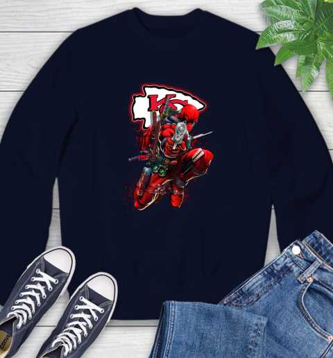 NFL Deadpool Marvel Comics Sports Football Kansas City Chiefs Sweatshirt 3