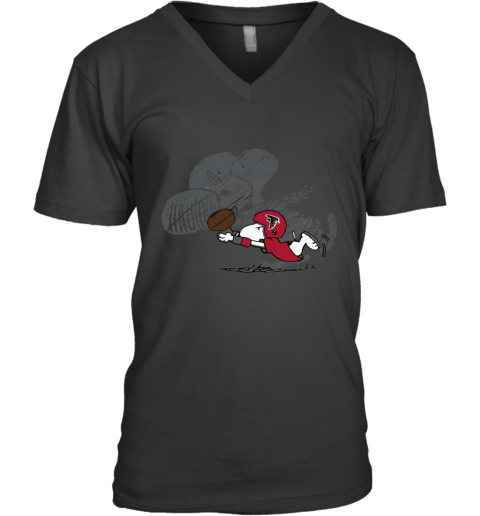 Atlanta Falcons Snoopy Plays The Football Game V-Neck T-Shirt