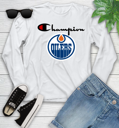 NHL Hockey Edmonton Oilers Champion Shirt Youth Long Sleeve