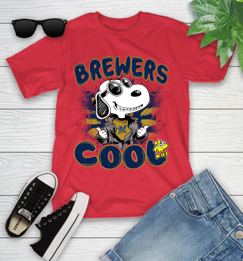 MLB Baseball Milwaukee Brewers Cool Snoopy Shirt Youth T-Shirt 11