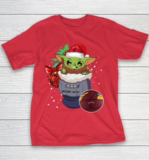 Miami Heat Christmas Baby Yoda Star Wars Funny Happy NBA Youth T-Shirt 9