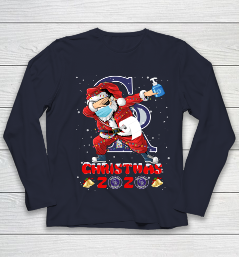 Colorado Rockies Funny Santa Claus Dabbing Christmas 2020 MLB Youth Long Sleeve 2