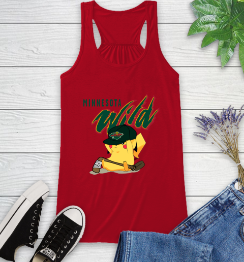NHL Pikachu Hockey Sports Minnesota Wild Racerback Tank 6