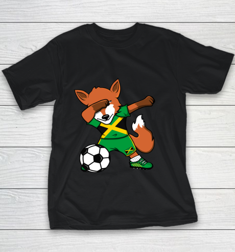 Dabbing Fox Jamaica Soccer Fans Jersey Jamaican Football Fan Youth T-Shirt