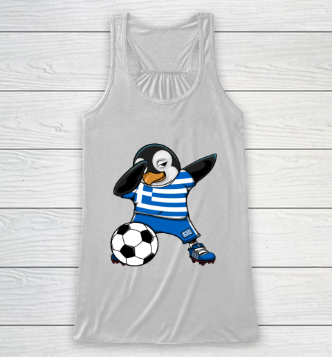 Dabbing Penguin Greece Soccer Fans Jersey Football Lovers Racerback Tank