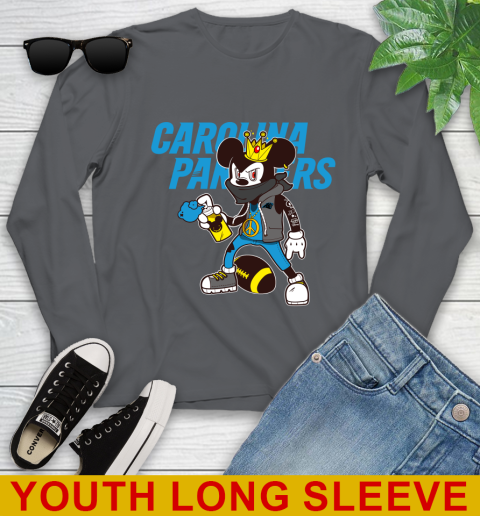 Carolina Panthers NFL Football Mickey Peace Sign Sports Youth Long Sleeve 9