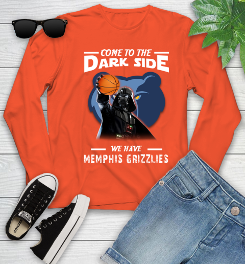 NBA Come To The Dark Side We Have Memphis Grizzlies Star Wars Darth Vader Basketball Youth Long Sleeve 3
