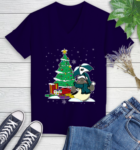 St.Louis Blues NHL Hockey Cute Tonari No Totoro Christmas Sports (2) Women's V-Neck T-Shirt 3
