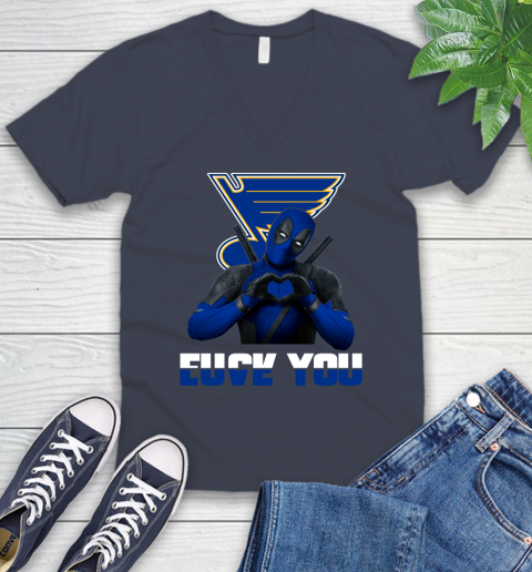 NHL St.Louis Blues Deadpool Love You Fuck You Hockey Sports V-Neck T-Shirt 8