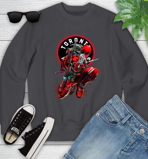 NBA Deadpool Marvel Comics Sports Basketball Toronto Raptors Youth Sweatshirt 6
