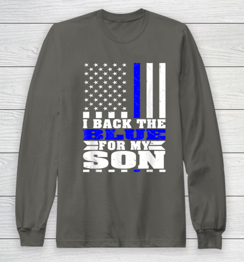 I Back The Blue For My Son Proud Police Mom Dad Cops Parent Thin Blue Line Long Sleeve T-Shirt 5