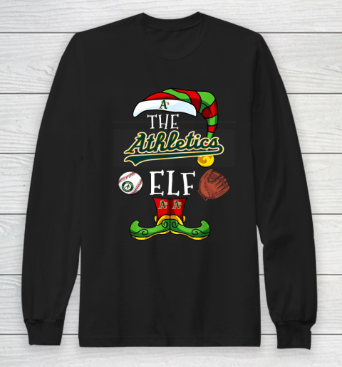 Oakland Athletics Christmas ELF Funny MLB Long Sleeve T-Shirt