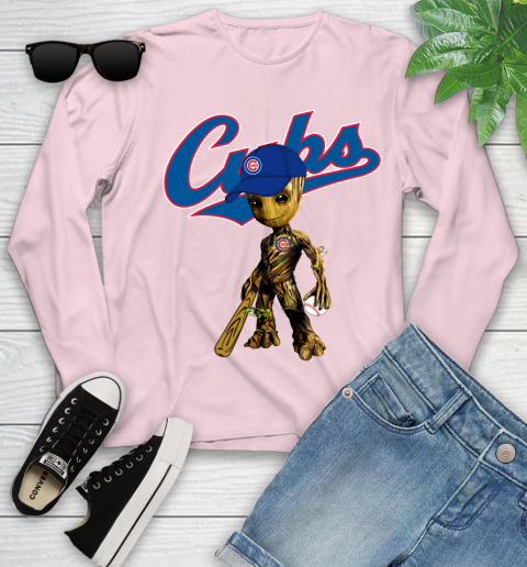 MLB Chicago Cubs Groot Guardians Of The Galaxy Baseball Youth Long Sleeve 10