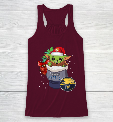 Indiana Pacers Christmas Baby Yoda Star Wars Funny Happy NBA Racerback Tank 3