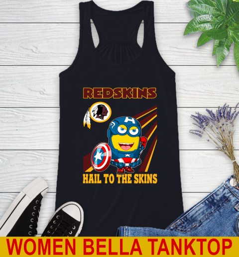 NFL Football Washington Redskins Captain America Marvel Avengers Minion Hail To The Skín Shirt Racerback Tank 8