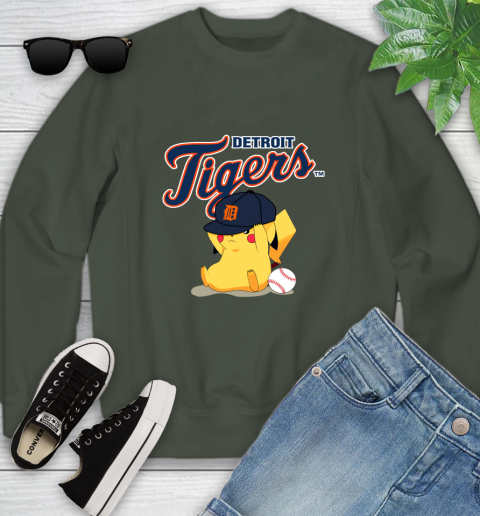 MLB Pikachu Baseball Sports Detroit Tigers Youth Sweatshirt 10