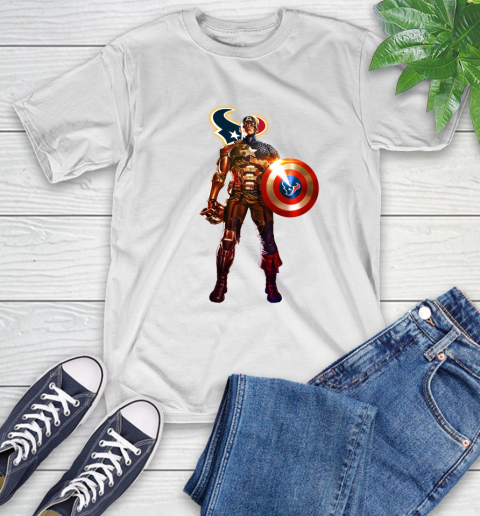 NFL Captain America Marvel Avengers Endgame Football Sports Houston Texans T-Shirt