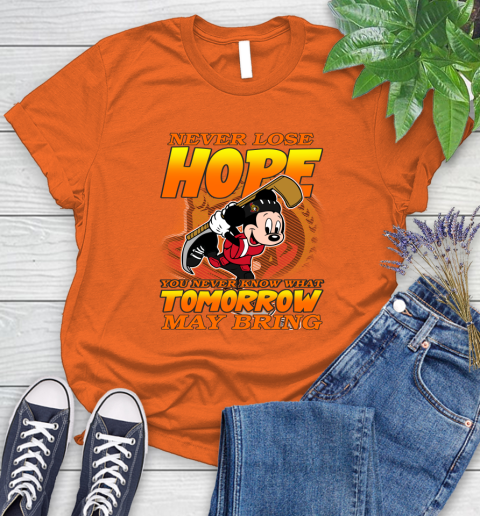 Ottawa Senators NHL Hockey ootball Mickey Disney Never Lose Hope Women's T-Shirt 3