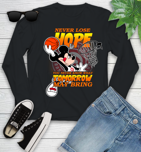 Atlanta Hawks NBA Basketball Mickey Disney Never Lose Hope Youth Long Sleeve