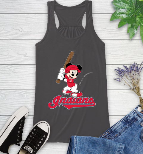 MLB Baseball Cleveland Indians Cheerful Mickey Mouse Shirt Racerback Tank 12