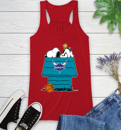 Charlotte Hornets NBA Basketball Snoopy Woodstock The Peanuts Movie Racerback Tank 6