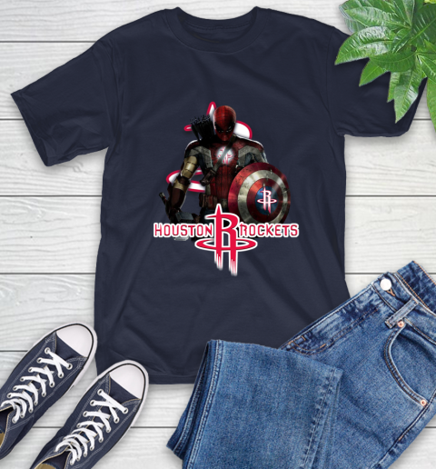 Houston Rockets NBA Basketball Captain America Thor Spider Man Hawkeye Avengers T-Shirt 4