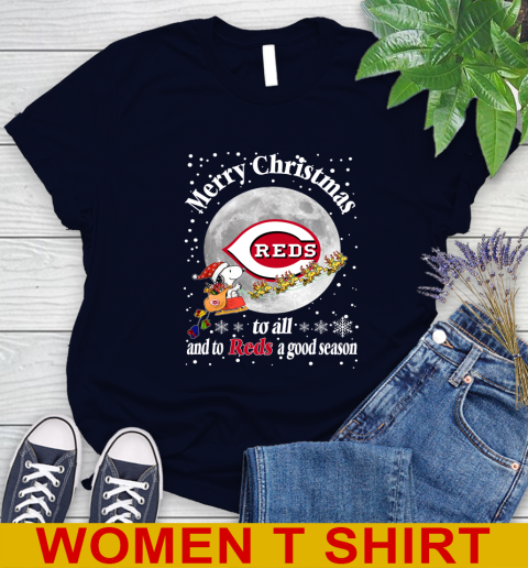 Cincinnati Reds Merry Christmas To All And To Reds A Good Season MLB Baseball Sports Women's T-Shirt 2