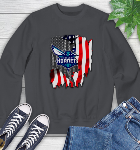 Charlotte Hornets NBA Basketball American Flag Sweatshirt 6