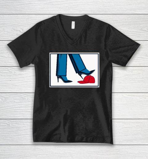 Kamala Harris Heels Stepping On Maga Hat V-Neck T-Shirt