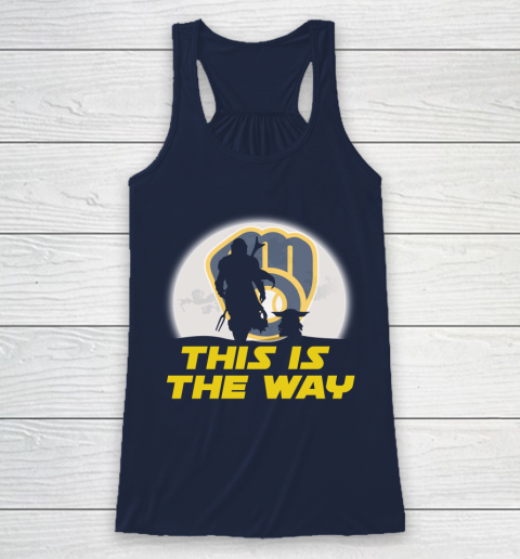 Milwaukee Brewers MLB Baseball Star Wars Yoda And Mandalorian This Is The Way Racerback Tank 8