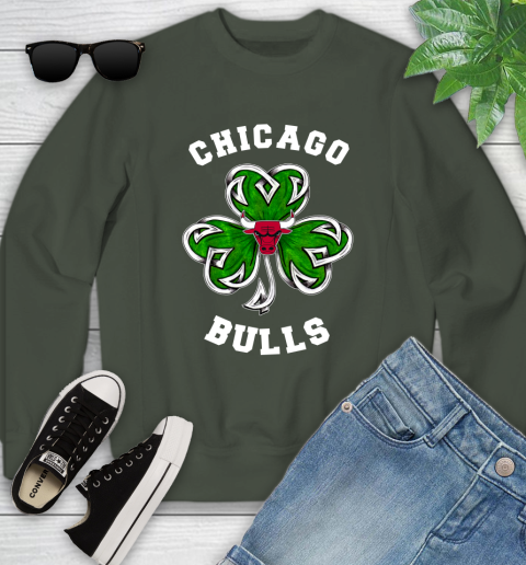 NBA Chicago Bulls Three Leaf Clover St Patrick's Day Basketball Sports Youth Sweatshirt 9