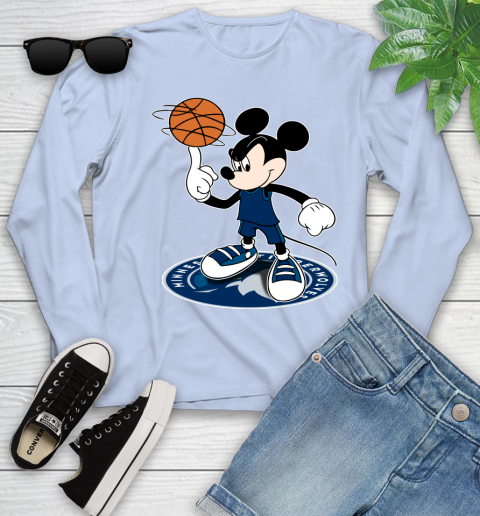 NBA Basketball Minnesota Timberwolves Cheerful Mickey Disney Shirt Youth Long Sleeve 9
