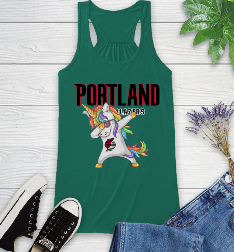 Portland Trail Blazers NBA Basketball Funny Unicorn Dabbing Sports Racerback Tank 7