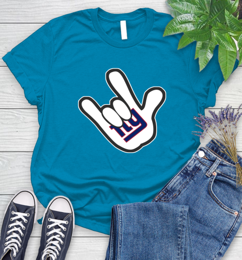 New York Giants NFL Football Mickey Rock Hand Disney Women's T-Shirt 7
