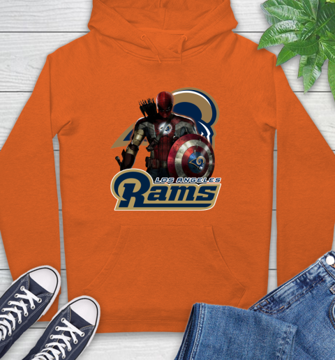 NFL Captain America Thor Spider Man Hawkeye Avengers Endgame Football Los Angeles Rams Hoodie 5