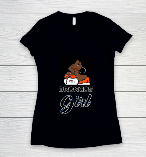 Denver Broncos Girl NFL Women's V-Neck T-Shirt