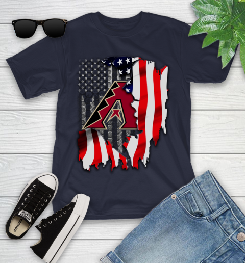 Arizona Diamondbacks MLB Baseball American Flag Youth T-Shirt 2