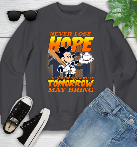 Detroit Tigers MLB Baseball Mickey Disney Never Lose Hope Youth Sweatshirt 5