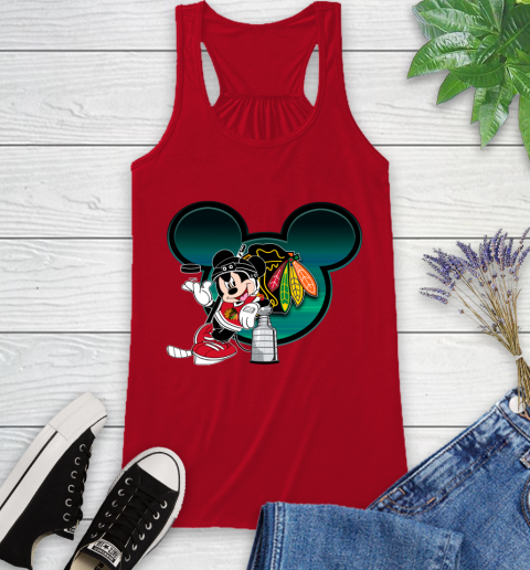 NHL Chicago Blackhawks Stanley Cup Mickey Mouse Disney Hockey T Shirt Racerback Tank 6