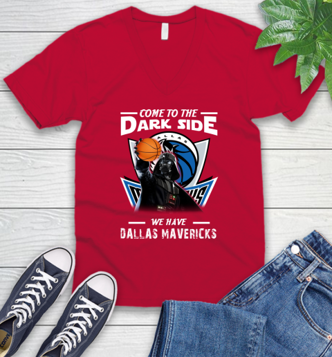 NBA Come To The Dark Side We Have Dallas Mavericks Star Wars Darth Vader Basketball V-Neck T-Shirt 6