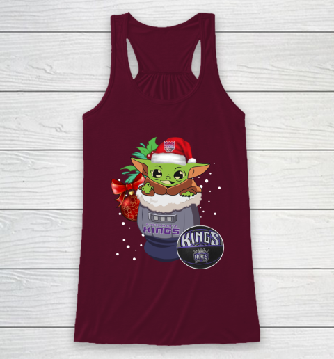 Sacramento Kings Christmas Baby Yoda Star Wars Funny Happy NBA Racerback Tank 3