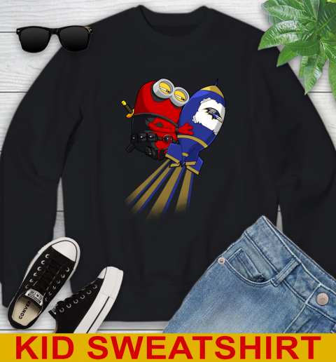NFL Football Baltimore Ravens Deadpool Minion Marvel Shirt Youth Sweatshirt