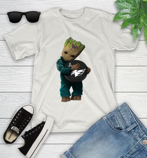 NHL Groot Guardians Of The Galaxy Hockey Sports Washington Capitals Youth T-Shirt 12